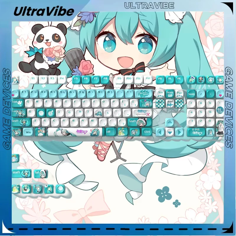 

120 клавиш для Miku, аниме-тема, колпачок MOA, высота PBT, термосублимация, индивидуальная креативная настройка, механическая клавиатура, колпачок