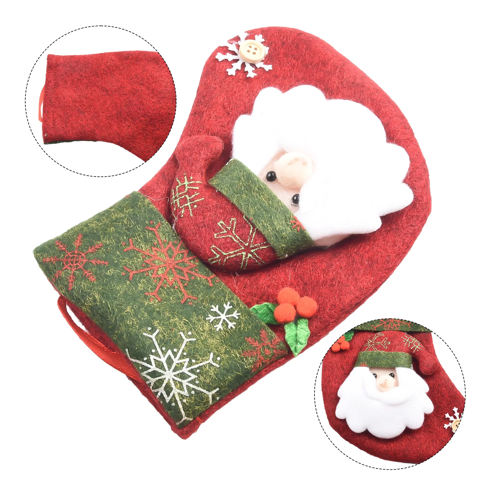 Ornament Christmas Stocking Parts Accessory Decor Hanging Mini Old Man Santa Snowman Xmas Tree Bag Candy Useful