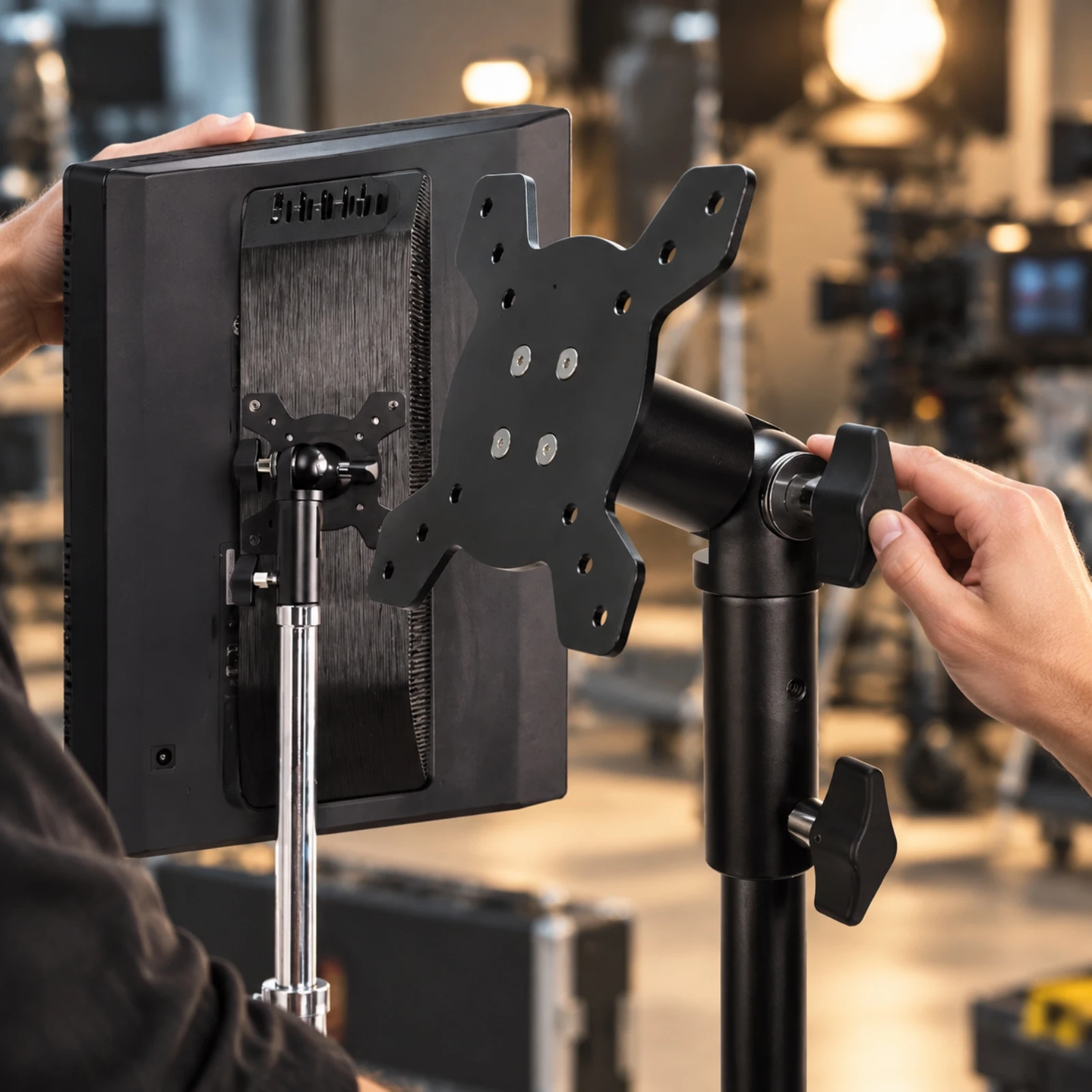 Monitor Mounting Bracket Aluminum Alloy Monitor Bracket with Tripod Connector 360 Degree Rotation Sturdy for Photographers
