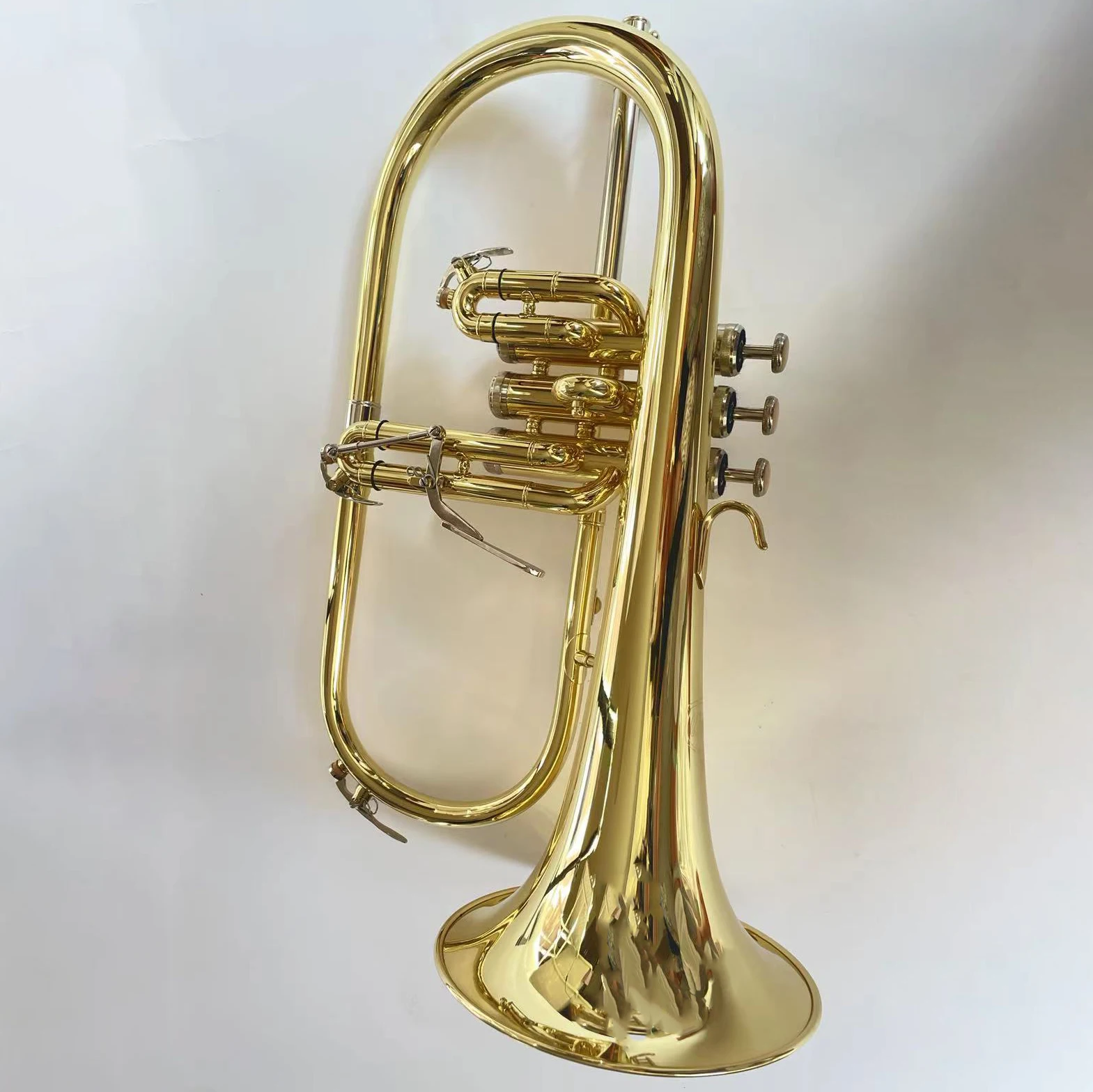 OEM Manufacture Yellow Brass Lead Pipe Gold Lacquer Finished Flugelhorn