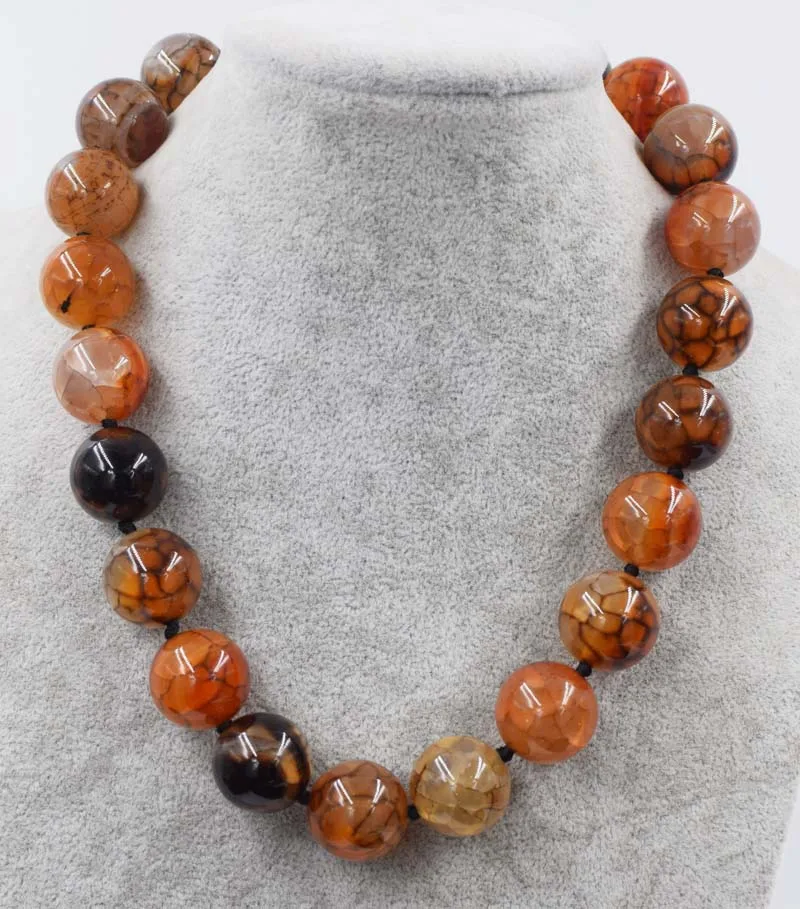 

brown paring agate round 18mm necklace 18inch wholesale beads nature woman 2018