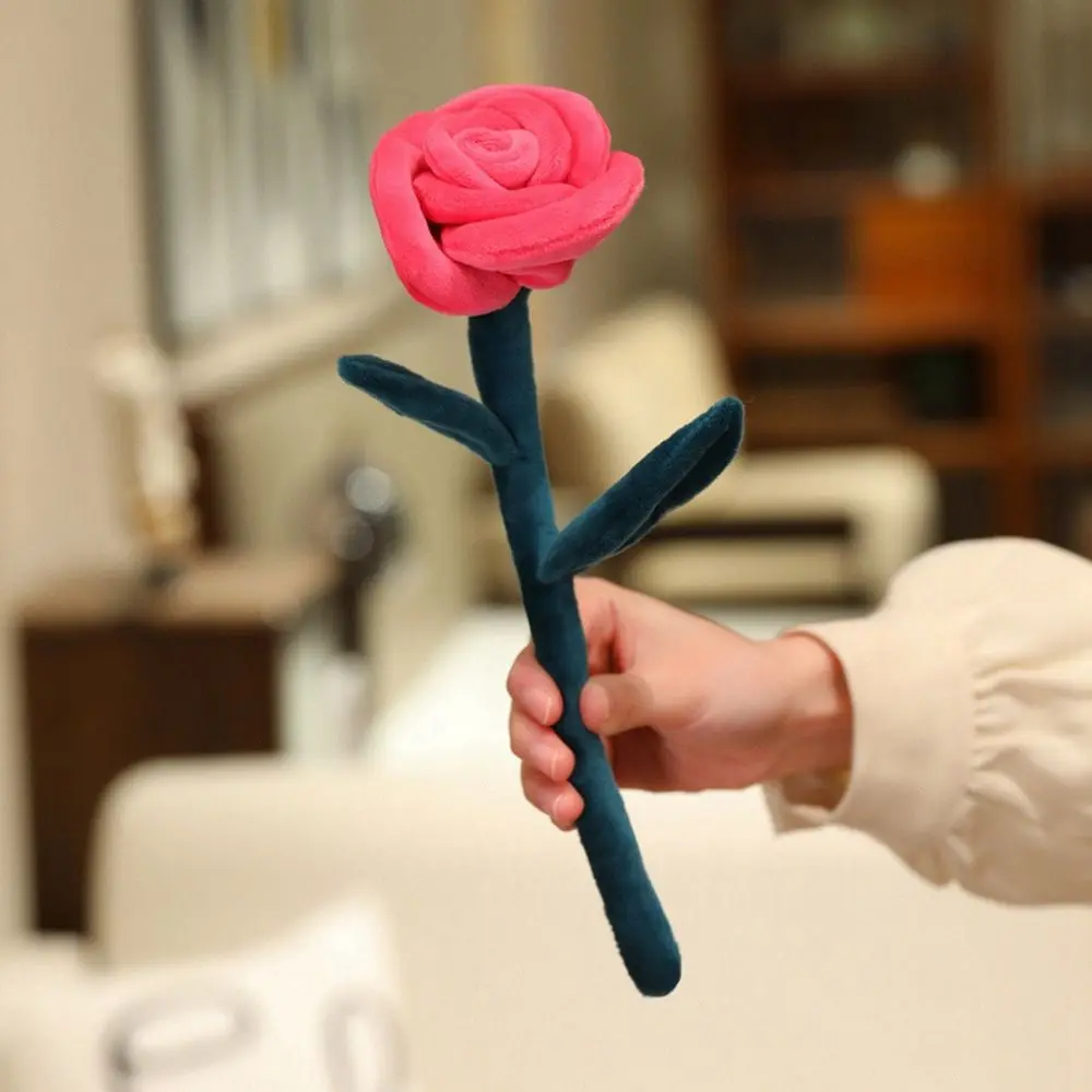 Bouquet di Rose in Peluche da 28cm, 9 Colori, Morbidi Fiori Simulati Imbottiti, Bambola di Peluche a Forma di Rosa, Design Realistico di Pianta Cartoonesca