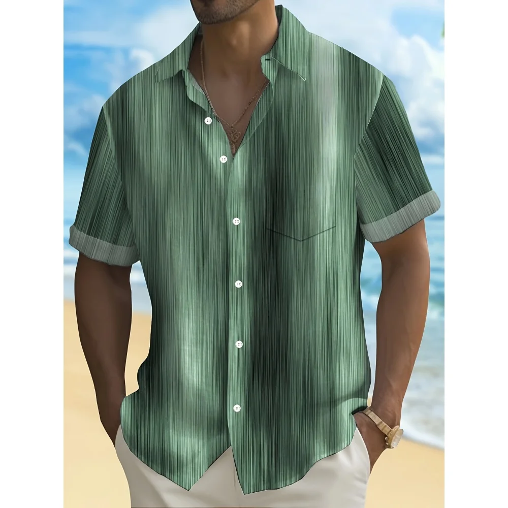 Men's Fun Excel Spreadsheet 3D Print Shirts Green White Funny Office Short Sleeve Lapel Tops Men Clothes