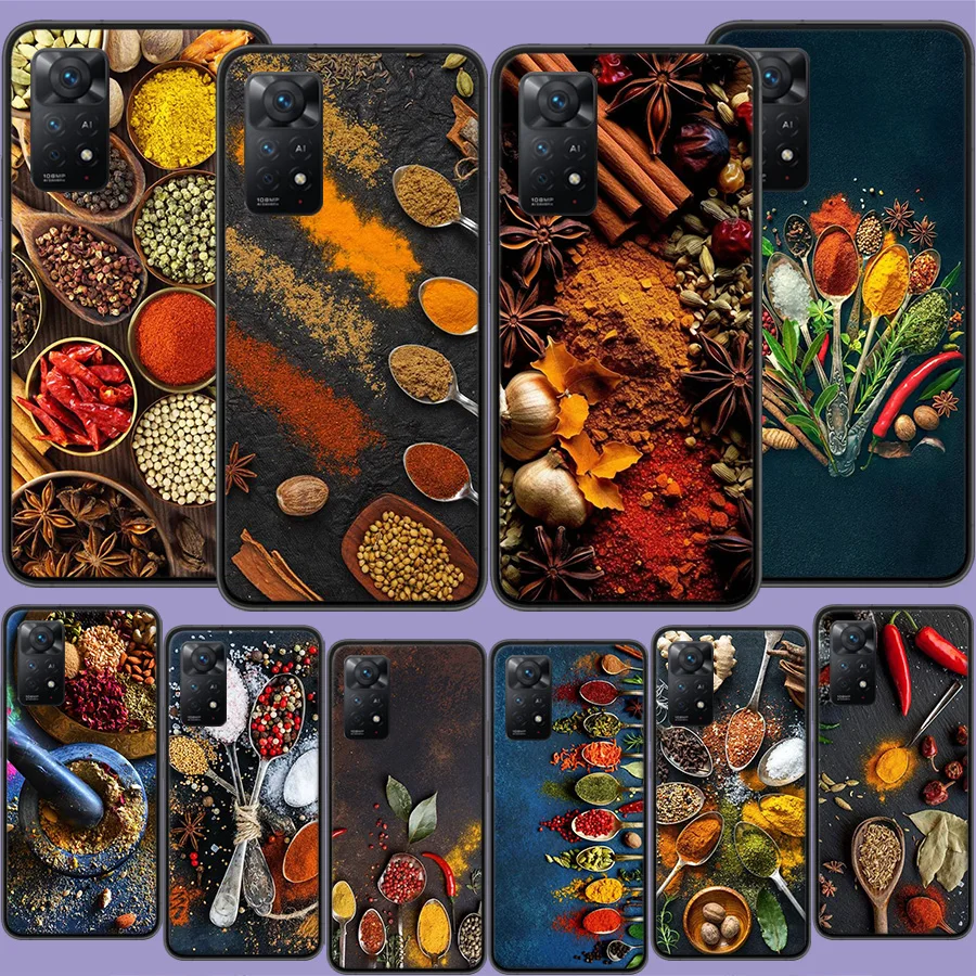 Kitchen Seasoning and Spices Phone Case For Xiaomi Redmi Note 12 Pro Plus 5G 12S 11 11E 11T Pro 10 9 8 7 11S 10S 4G 9T 8T 9S Cap