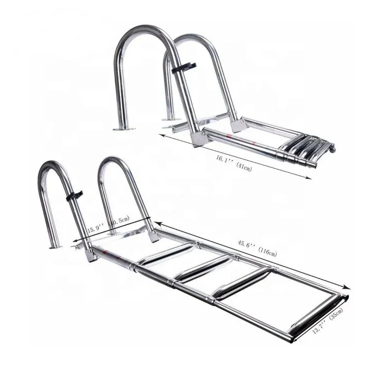 4-level floating ship ladder stainless steel folding telescopic rear entrance