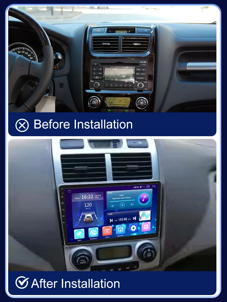 For 2005 2006 2007 2008 2009 2010 Kia Sportage Audio Dash Kits Frame Facia Panel Player DVD screen Frame 9 inch(silver)