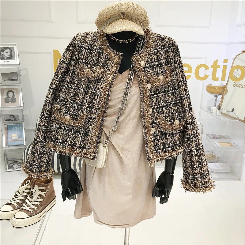 

High-quality Temperament Ladies Style Tweed Women Short Jacket Women 2021 Autumn Elegant Coat Female Fashion Jacket Woman Top