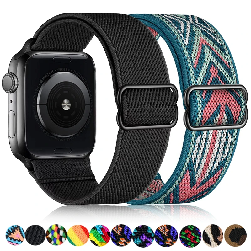 Scrunchie Strap for Apple watch band 49mm 44mm 40mm 45mm 41mm 42mm 38mm Elastic Nylon bracelet iWatch series 8 se 7 6 5 3 Ultra