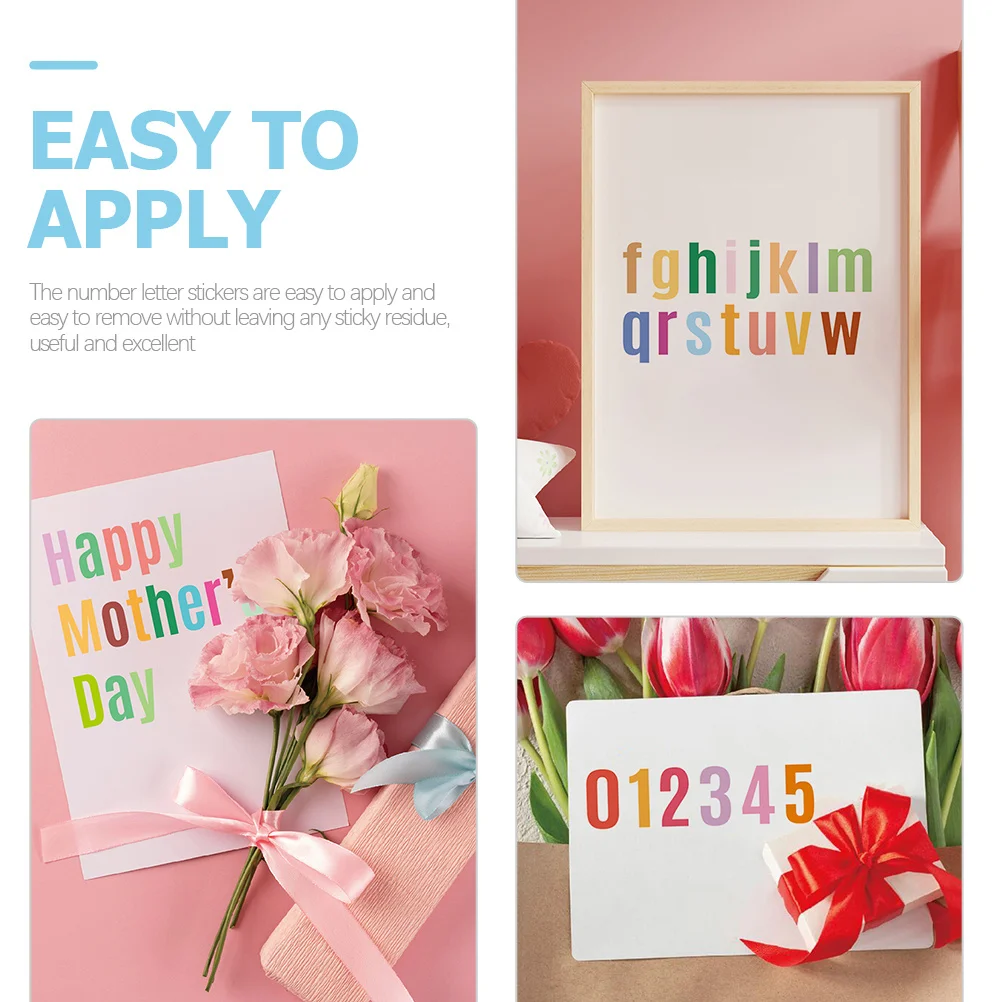 Stiker Alfabet Angka Warna-warni untuk Scrapbooking, Stiker Huruf untuk Kerajinan Tangan Anak, Label untuk Botol Air dan Casing Ponsel