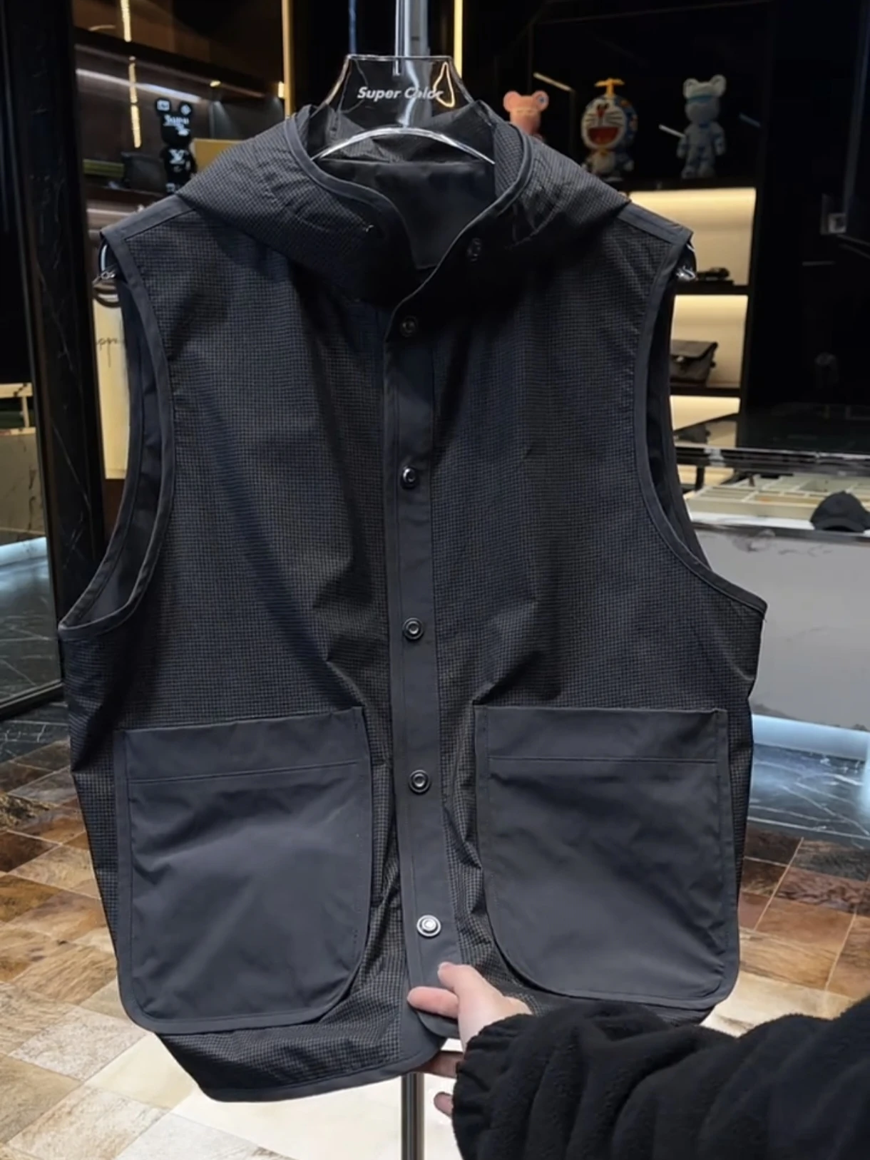 Spring New Style Men's Loose Fit Sleeveless Hooded Vest Fashionable Casual Cotton Blend Material Breathable Sweat Absorbent