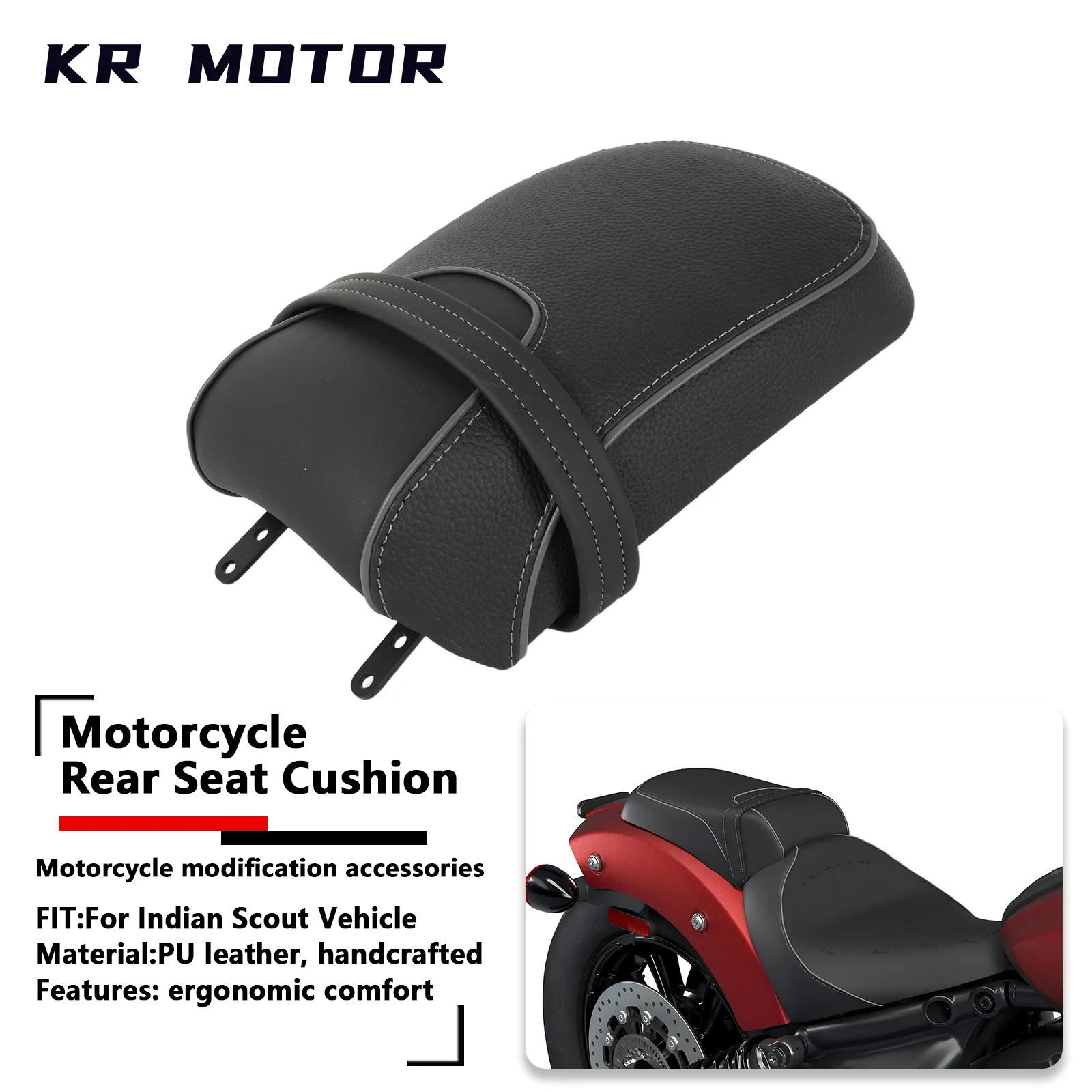 

Motorcycle For Indian Scout 2025 Rear Seat Cushion Waterproof Motorcycle Seat Memory Foam For Super Sport Passenger Seat Cushion
