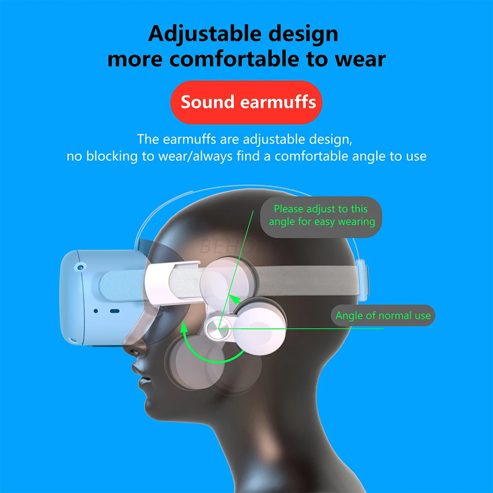 Adjustable Headphone For Oculus Quest 2 VR Headset Earmuffs  Headwear Noise Reduction Earmuffs VR Accessories