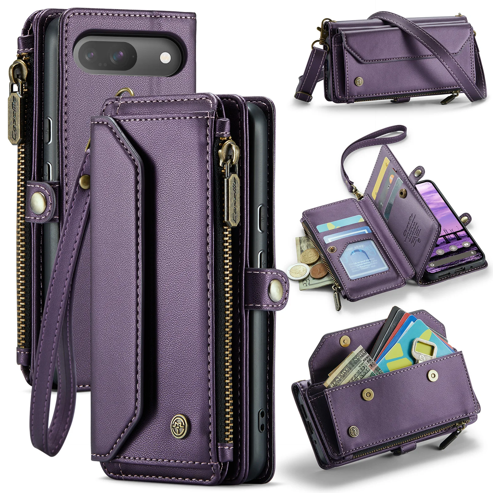 

Crossbody Wallet Lanyard Leather Case For Google Pixel 9 Pro XL Pixel8 Pro Pixel 7A Pixel9Pro XL Pixel 8 Pro Coque Pixel7A Cover