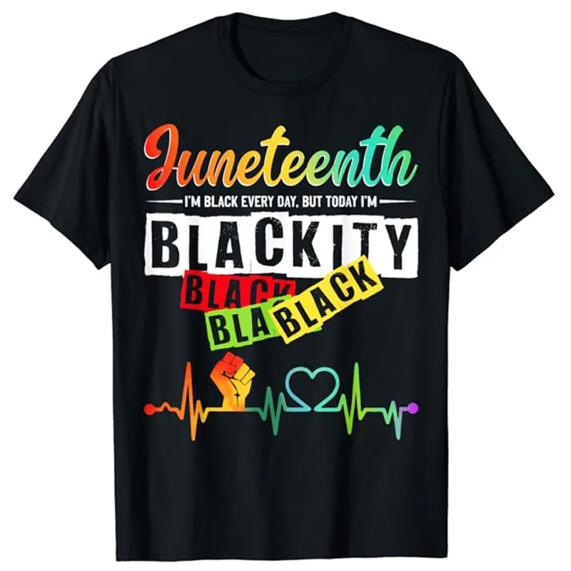 Juneteenth Blackity Heartbeat Black History T-Shirt pour hommes et femmes, Black Pride Graphic Tee Top, Vêtements de famille, Mode africaine et américaine