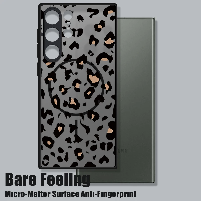 TPU Magnetic Phone Case For Samsung Galaxy S26 S25 S24 S23 S22 Ultra Plus S25 S24 S23 FE Leopard Milk Cow Pattern PC Back Cover view 4