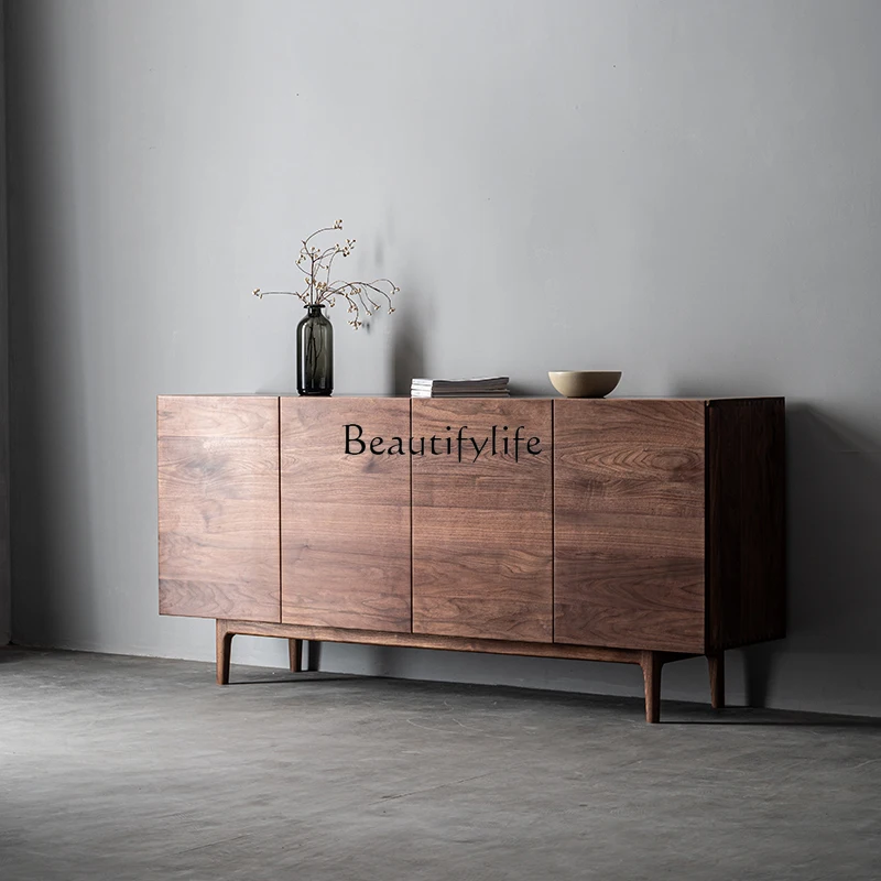 

North American black walnut solid wood dining side cabinet modern simple living room wabi wind TV floor cabinet