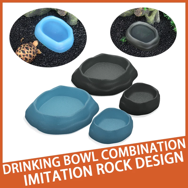 

2x Reptile Pet Feeding Double Bowls Suitable For Turtles Horned Frogs Lizards And Gecko Snakes Double Bowls For Bathing