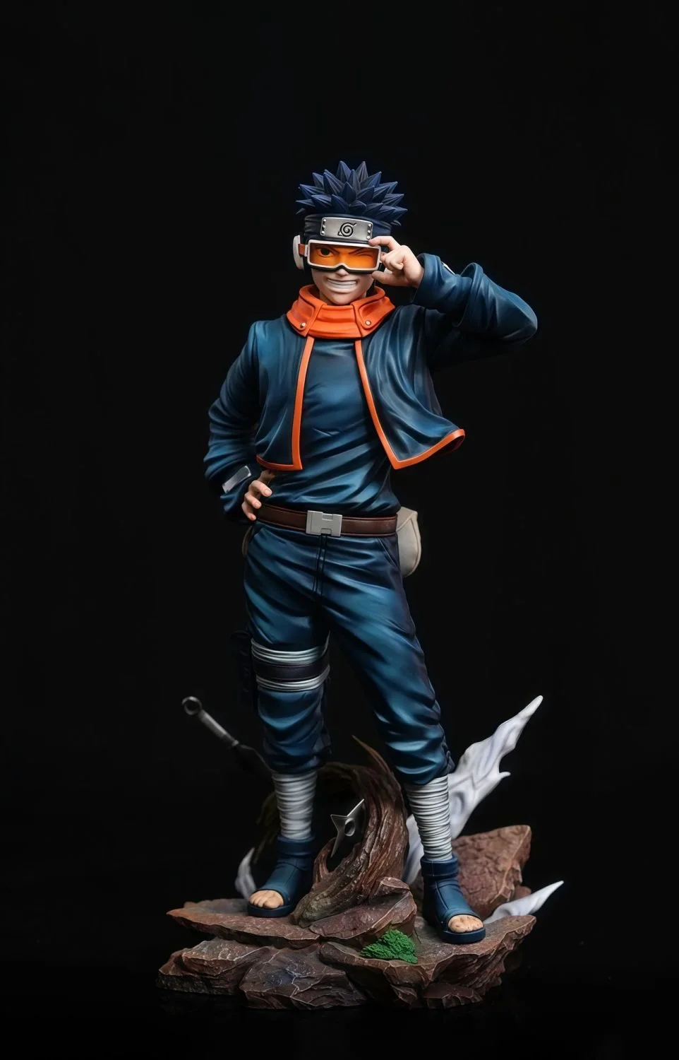 Naruto criança óculos bandana obito uchiha anime estatueta jg modelo estátua de pé figura ornamentos colecionáveis menino brinquedo presente
