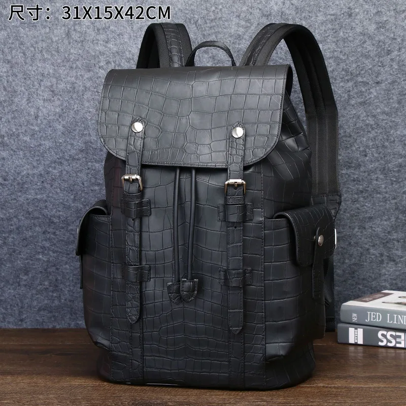 

Crocodile Leather Men's Backpack With Large Capacity Male Travel Bag Computer Bags For Teenagers Laptop School Bagpack рюкзак