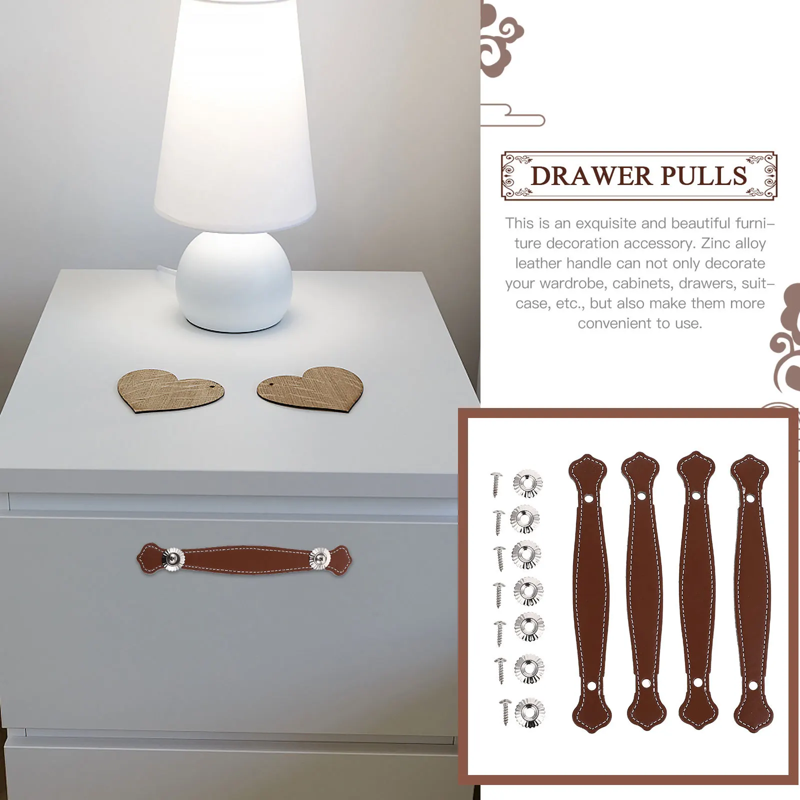 

4Pcs Pull Handles Zinc Alloy Furniture Handle for Cabinets Drawers Wardrobes Suitcase Luggage Handle Durable