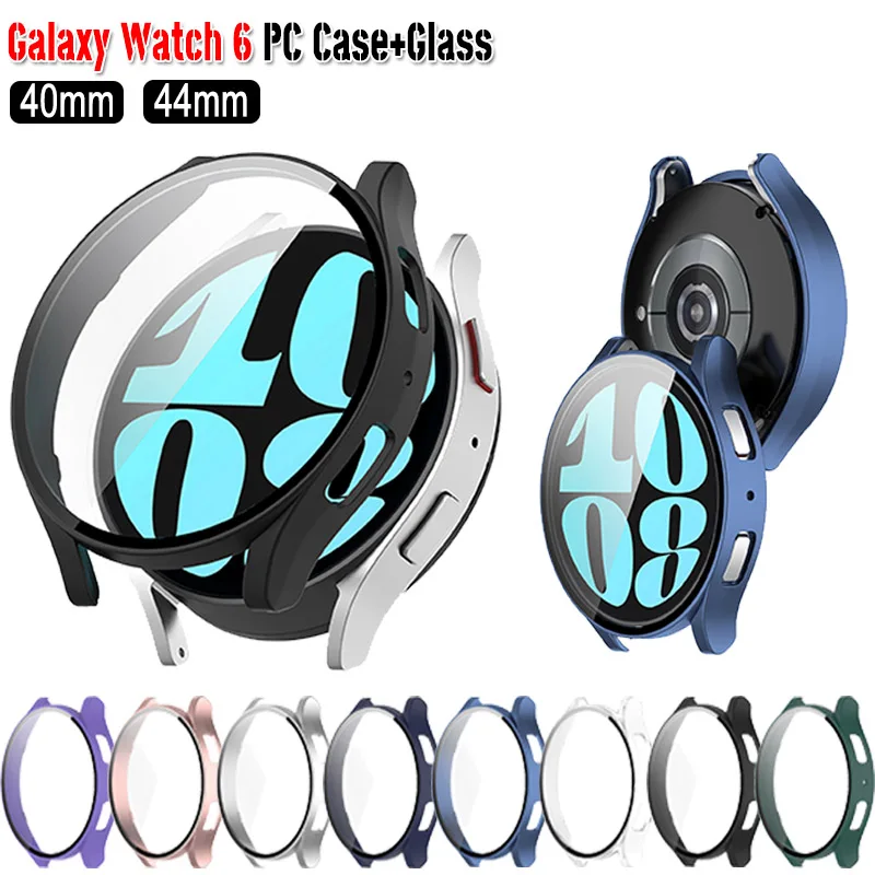 Tempered Glass+PC Cover for Samsung Galaxy Watch 6 40mm44mm All Coverage Screen Protective Bumper Case Galaxy Watch6 Accessories