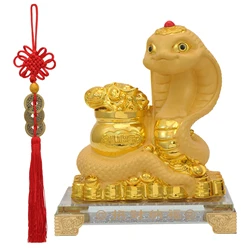 Bwinka Feng Shui Chinese Zodiac Snake Year Golden Resin Collectible Figurines Decoration for Luck & Wealth Perfect for Your Home