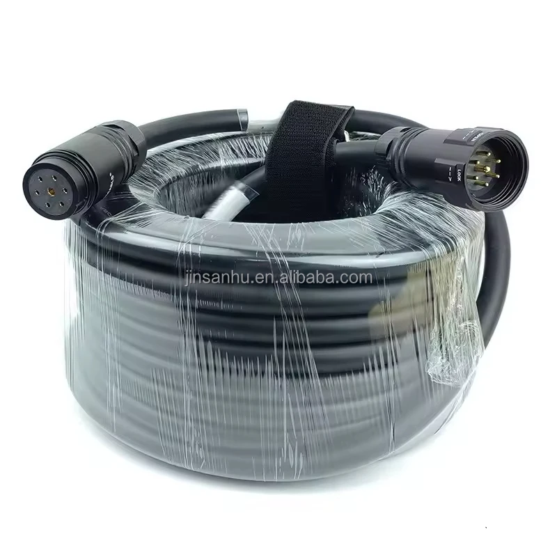 7 Pin Heavy Duty Stage Power Cable, Male to Female Circular Connector,  Rubber Cable for Moving Head Light Line Array