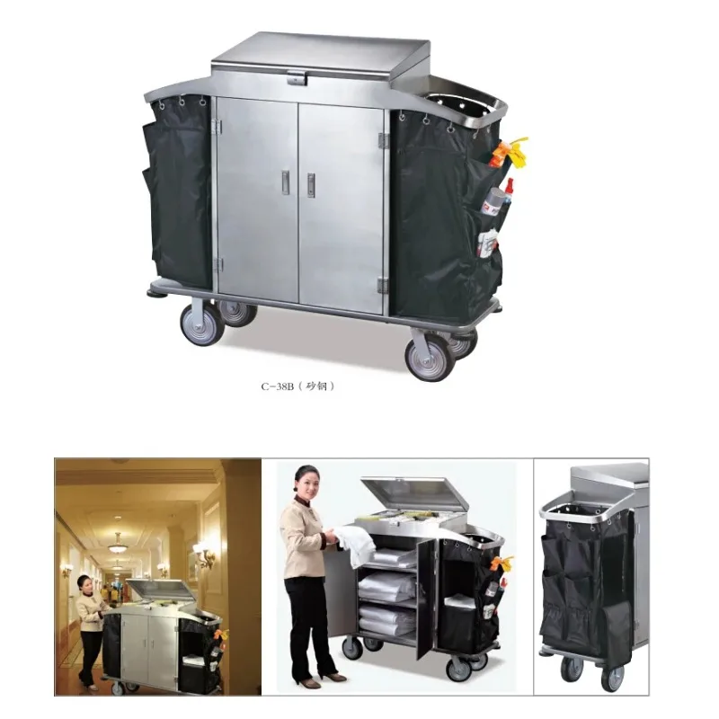 Hotel Linen Cart Guest Rooms Laundry Room Work Cart Hotel Service Cleaning and Sanitation Multi-functional Cleaning Manual Push