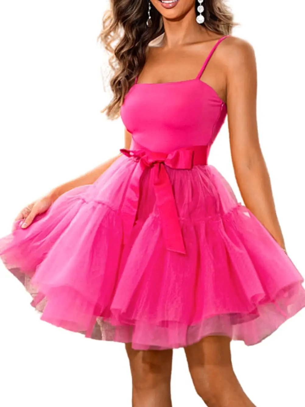 

Short Tulle Dress,Spaghetti Strap Semi Formal Dresses for Women,Elegant Birthday Outfit Homecoming Cocktail Homecoming Dresses