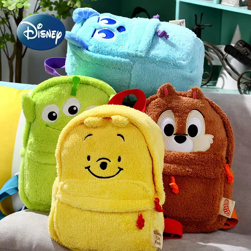 Nueva mochila de felpa de Winnie de Disney The Pooh, bonita mochila de muñecos de peluche de dibujos animados para niños, mochila bonita de gran