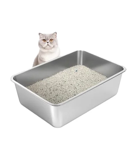 Wholesale Stainless Steel Big Cat Litter Box Pet Cat Litter Tray Cat Toilet Litter Basin With Front Entry And Top Exit For Pets