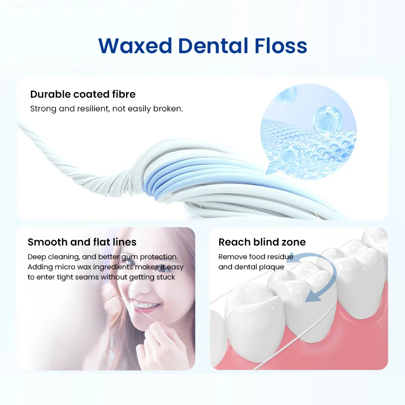 Oral B 50 Meters Essential Floss Waxed Dental Floss Portable Tooth Deep Cleaning Flosser Oral Hygiene Care