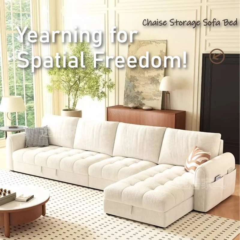 

Chenille Fabric Sofa Art Retractable Folding Pull Out Sofa Bed Luxury Modern Full Size Frame Hotel Couch Furniture Living Room