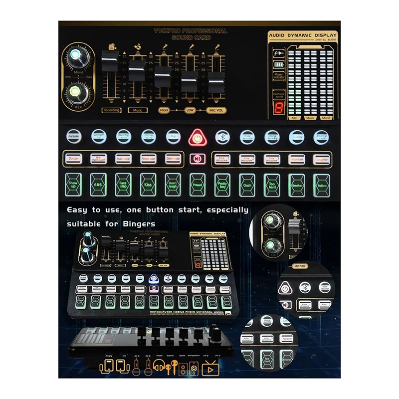 AA08-Pack d'équipement de Podcast, variante de carte son en direct, Microphone Bm800, ensemble complet de pièces de rechange pour diffusion en direct