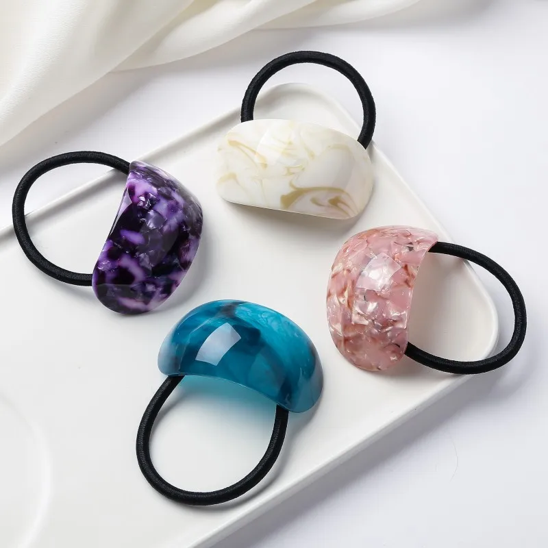 New Fashion  Acetate Hairties for Girls and Women White Blue Colors Rubber Elastic Hair Bands for Pony Hair