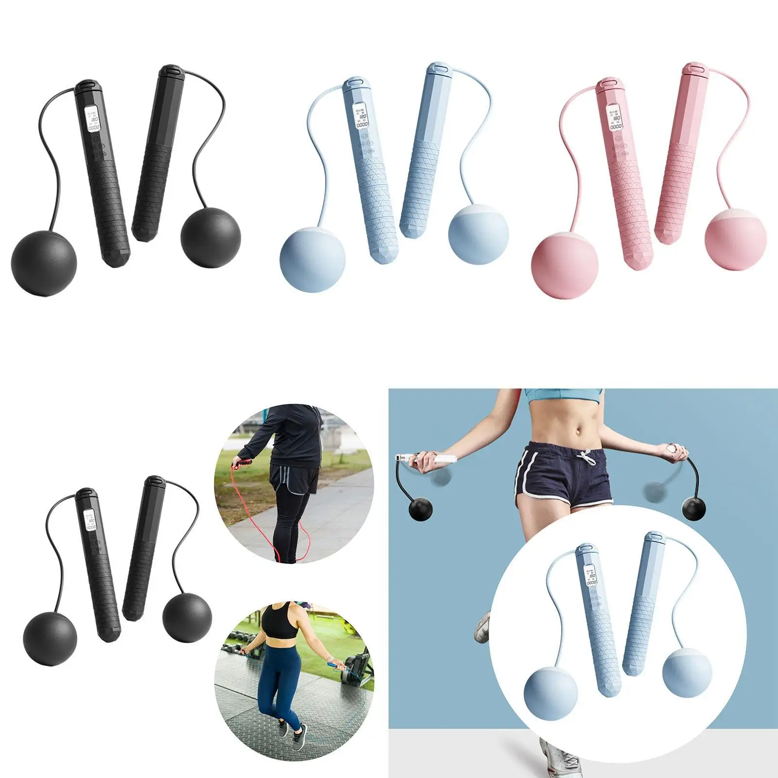 Corda per saltare senza fili con grande schermo ponderata per esercizi fitness indoor outdoor