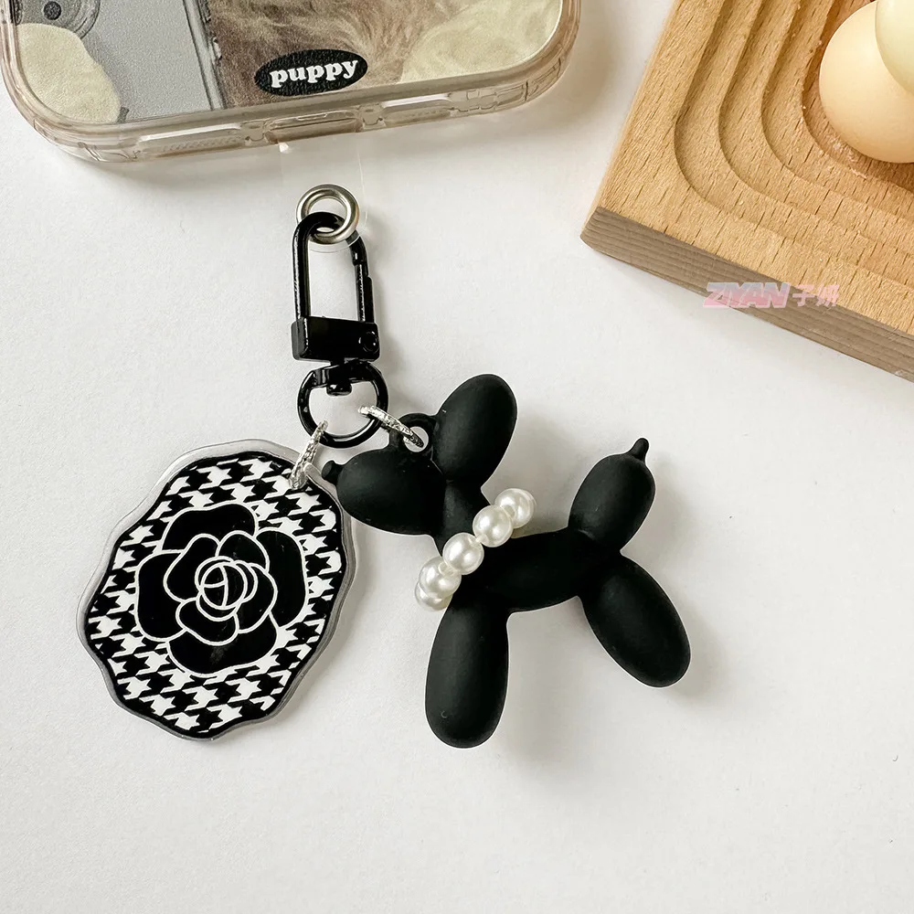 Creative Maillard Balloon Dog Keychain Acrylic Rubber Exquisite Phone Car Pendant Cartoon Key Ring DIY Gift for Women Children