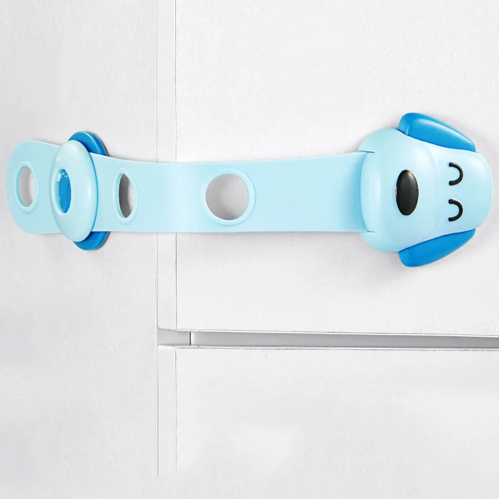 

Cute Drawer Baby Kids Wardrobe ABS Double button Refrigerator protection lock Sliding door Straps Children's safety lock