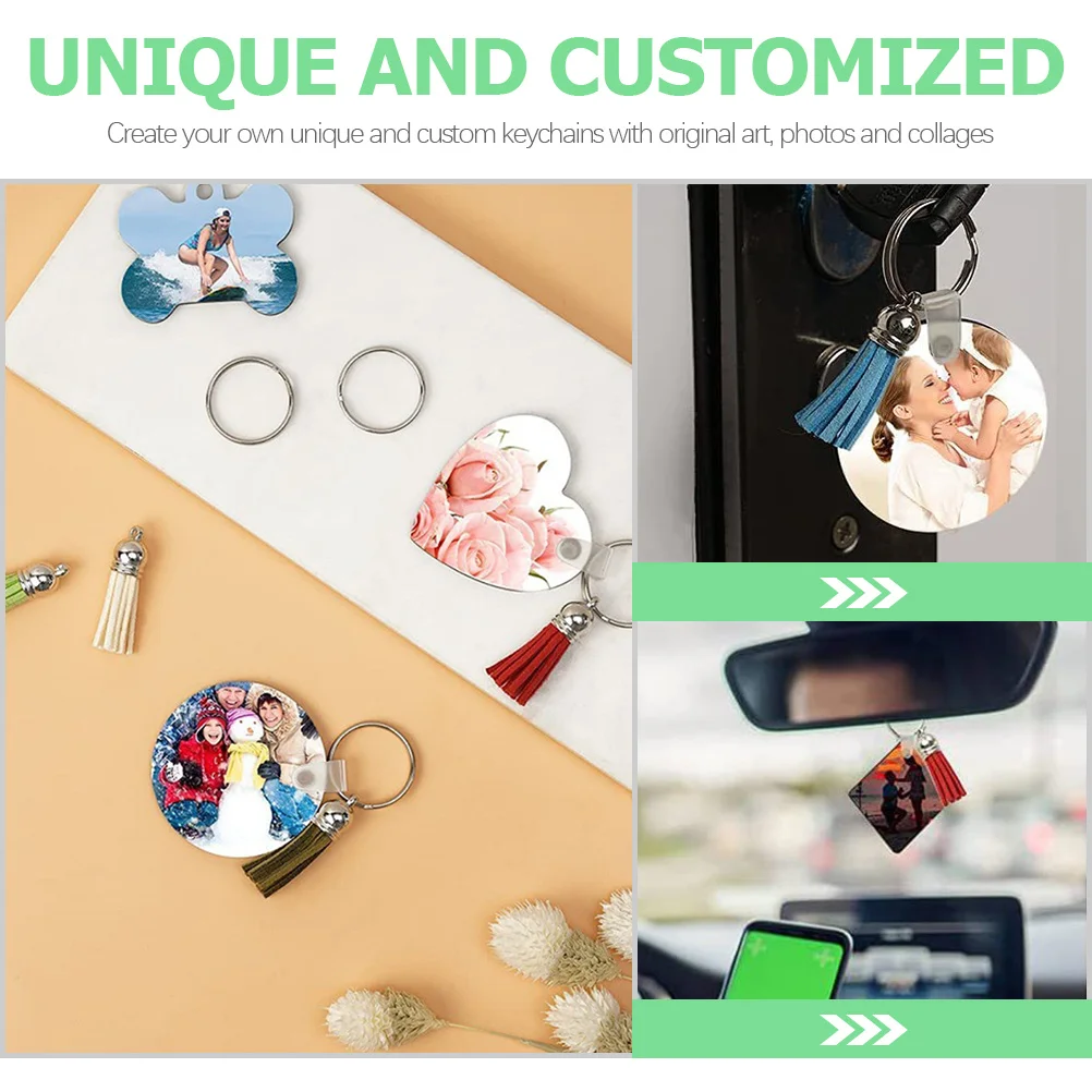 

30 комплектов, заготовки для ключей с теплопередачей, DIY индивидуальные художественные сублимационные брелки, многофункциональные декоративные подвески, пустой брелок