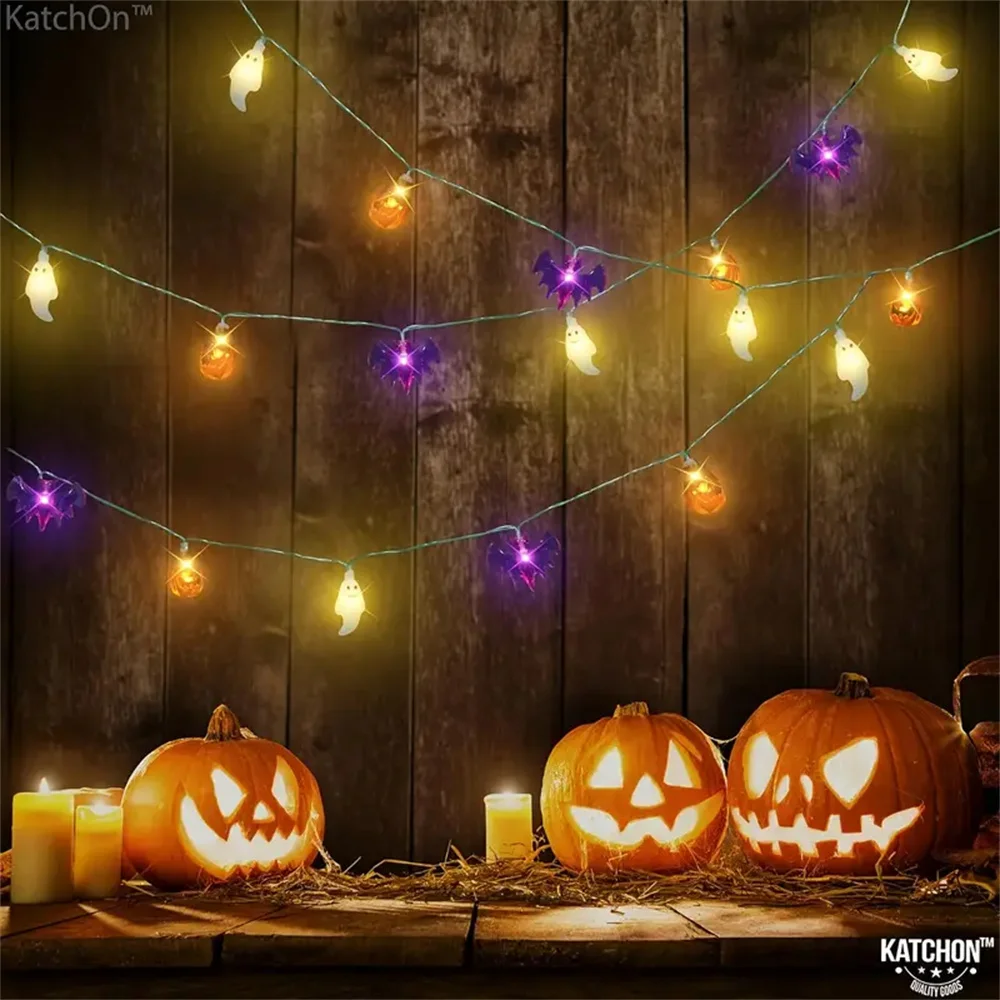 Halloween string lights pumpkin bat ghost Halloween string lights indoor home courtyard Halloween decorative lights