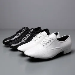 Zapatos de baile con patrón de piedra blanca, calzado de baile cuadrado, suela suave, zapatos de baile Social, zapatillas de baile latino de cuero, nuevo