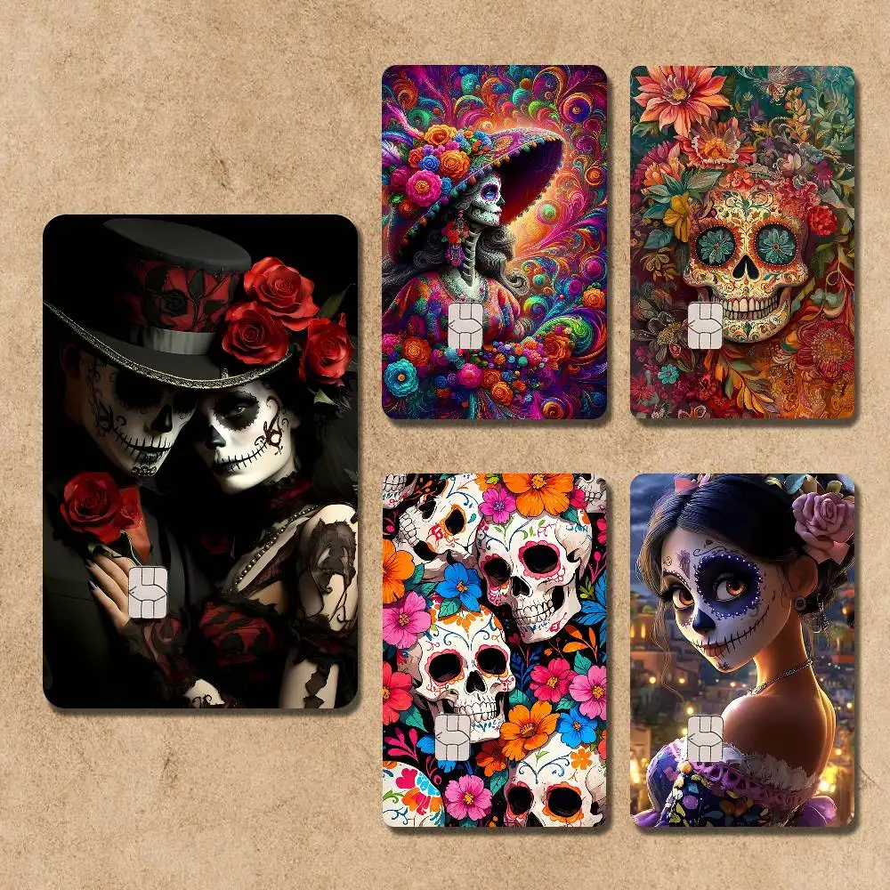 

Mexican Catrina Skull Day of the Dead Credit Card Skin Party Sticker for Visa Bank Card Metro Access Card Waterproof Decal Gift