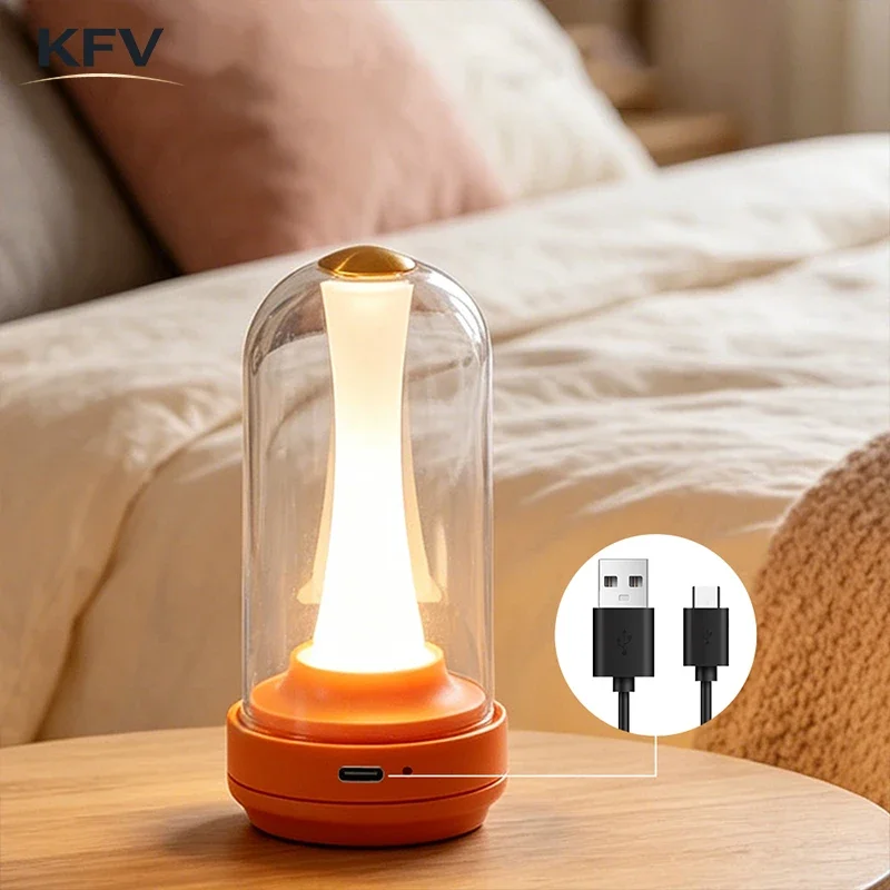 Lampes LED KVF pour chambre à coucher, lumière de sommeil, rechargeable, lumière d'ambiance, lampe de chevet, lampe de bureau, lampe de nuit extérieure étanche lampe table sans fil lampe ambiance lampe de chevet de cha
