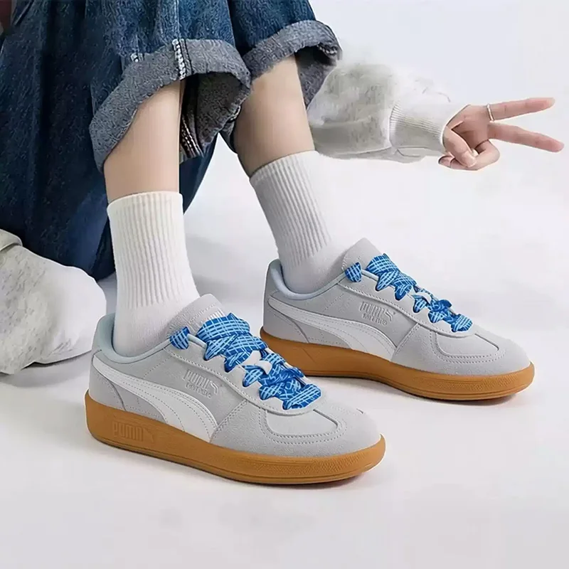 Puma genuine product - Palermo women's low-top lace-up suede leather lightweight sports and casual shoes - 404361-01