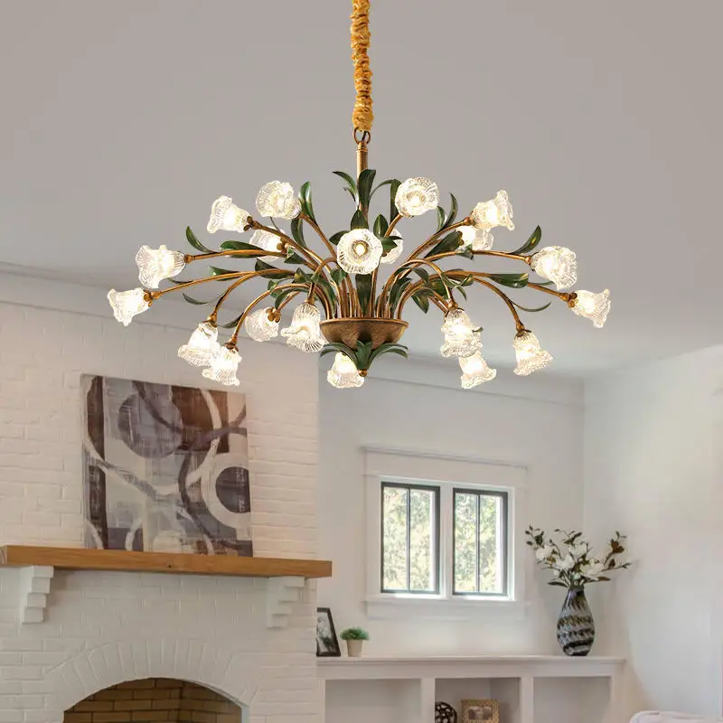 American style chandeliers, rural living rooms, modern creative flowers, retro restaurant lighting fixtures