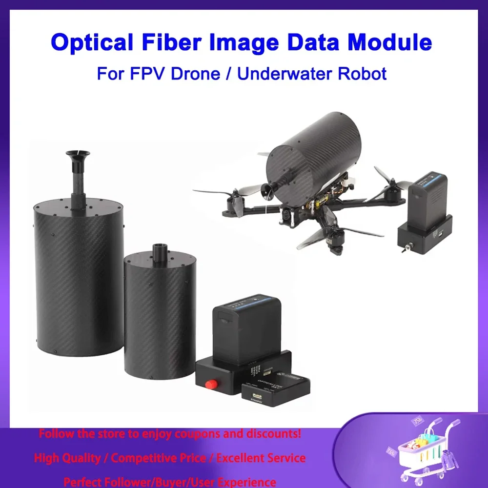 Optical Fiber Image Data Module for FPV  Image Transmission to Ground Receiver Optical Link Sky Endpoint Underwater