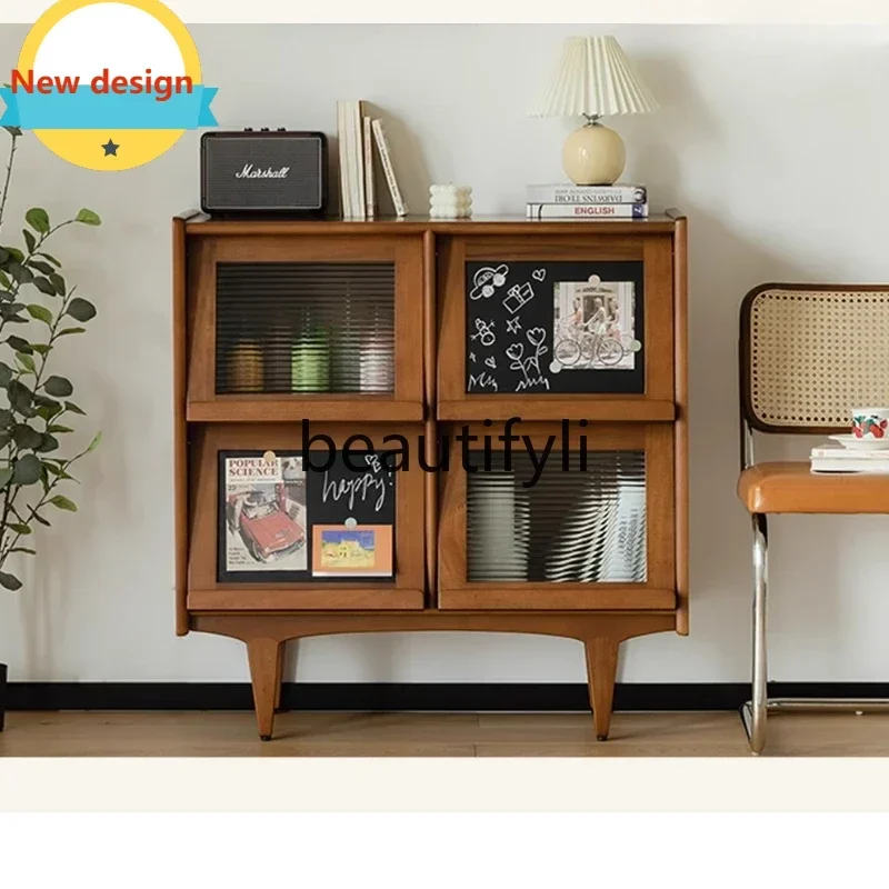Hot sales Japanese-style retro small side cabinet Solid wood living room storage floor cabinet Sofa side tea porch storage cabin