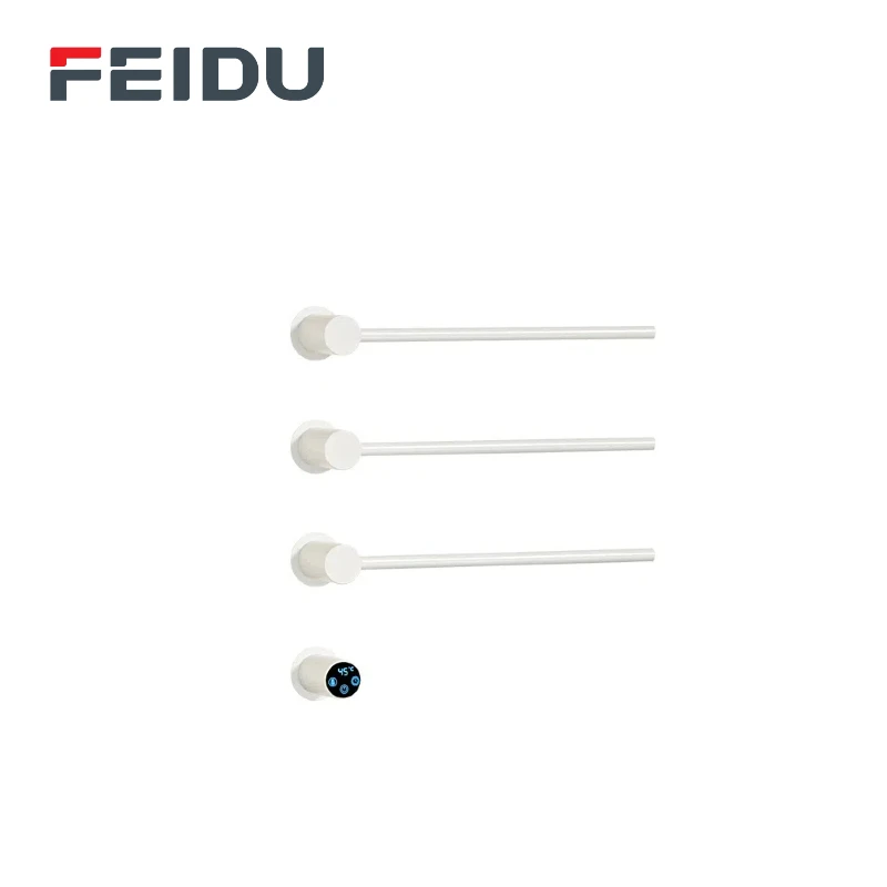 

FEIDU Electric Concealed Wall-Mounted Stainless Steel 80cm 4-Bar Digital Display Bathroom Rack Heated Towel Warmer Rail Heater