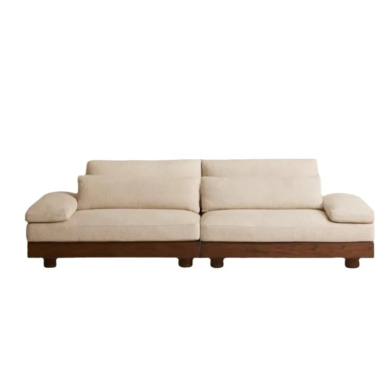 Black Walnut Nordic Solid Wood Sofa Living Room Simple Modern Small Apartment Retro Minimalist Module Sofa B & B
