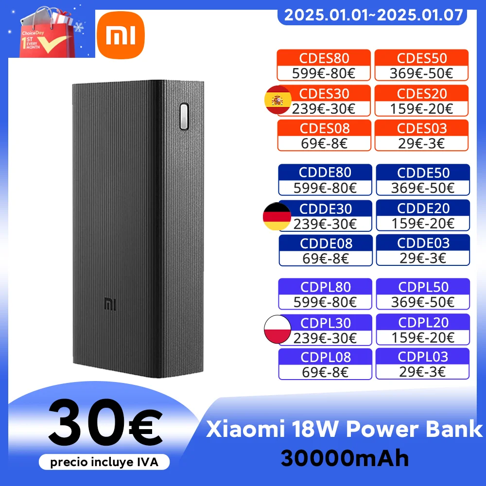 Global Version Xiaomi 18W Power Bank 30000mAh High-quality Circuit Chip Charge Last for 10 Days Large Capacity